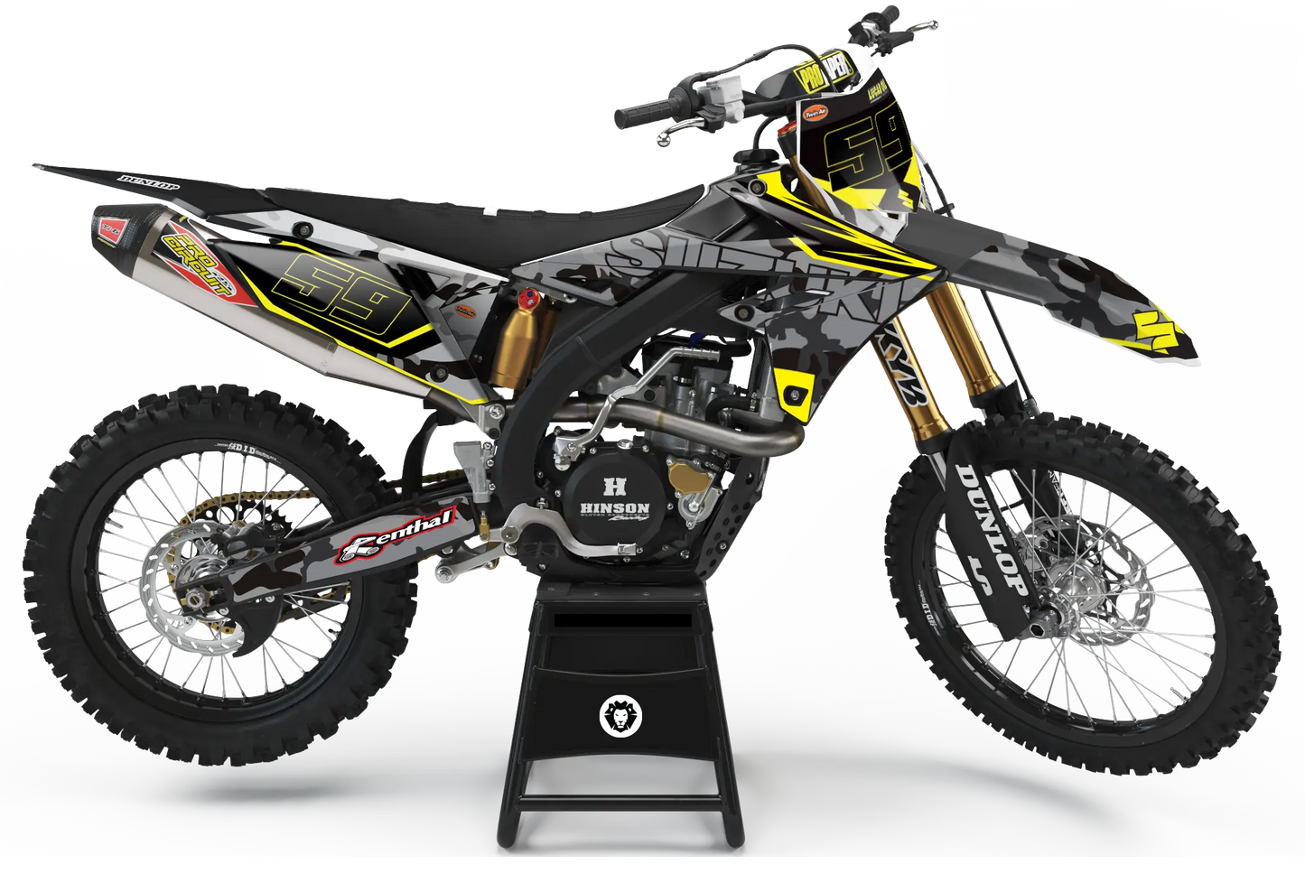 Suzuki RM-Z Dekor-Kit im Armeestil in vollständiger Motorradansicht