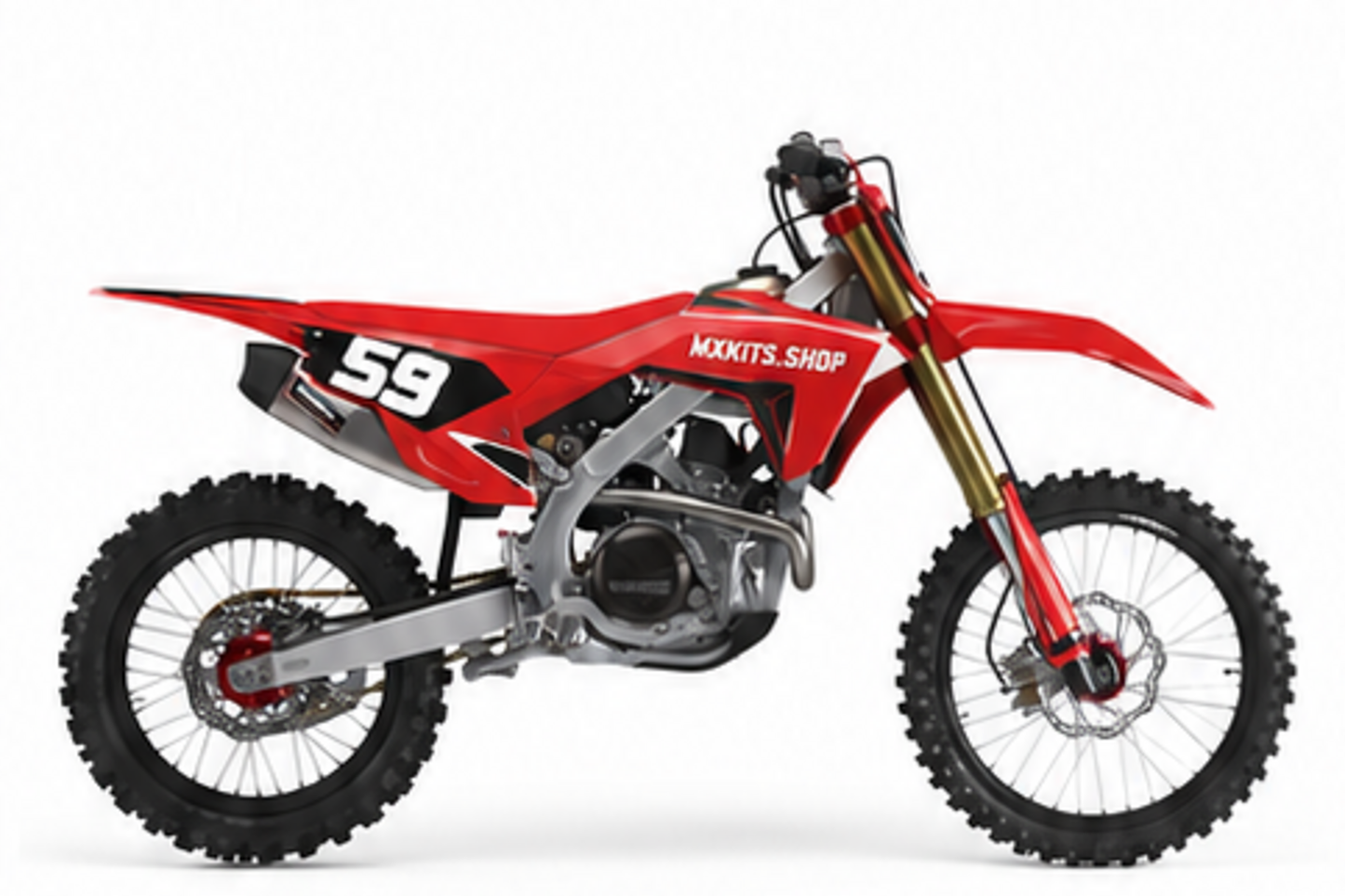 Honda Motocross-Dekor-Kit in Rubinrot und Schwarz mit personalisierter Startnummerntafel