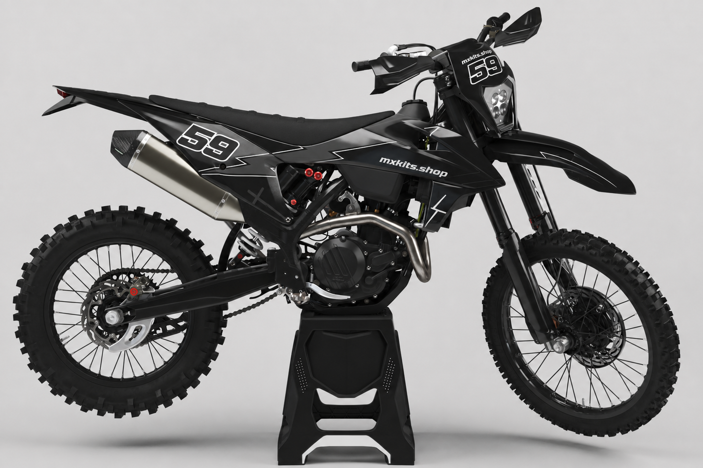 KTM custom motocross graphics kit in black with race number 59