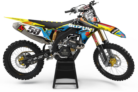 Suzuki RM-Z Motocross-Dekor-Kit mit starkem Kontrast in Gelb und Schwarz