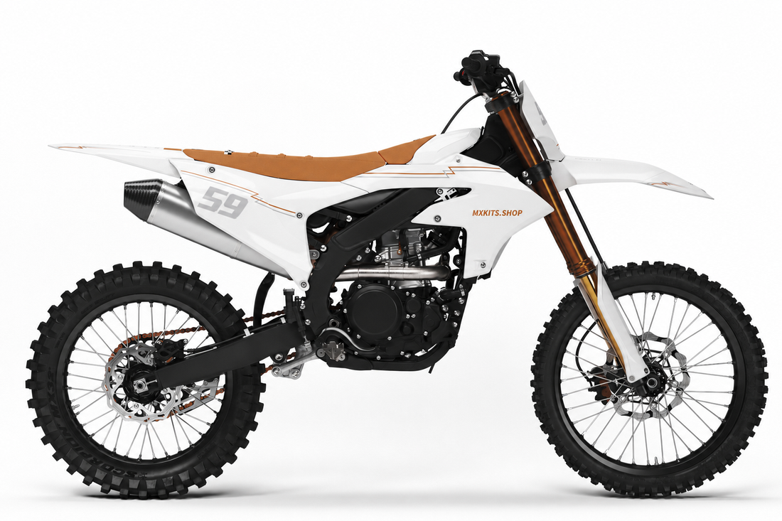 Yamaha Copper Whiteout Motocross-Dekor-Kit in Weiß und Kupfer