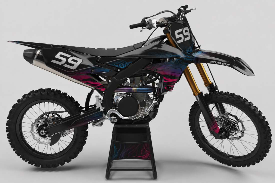 Yamaha Neon Topography Motocross-Dekor-Kit in Blau und Neonfarben