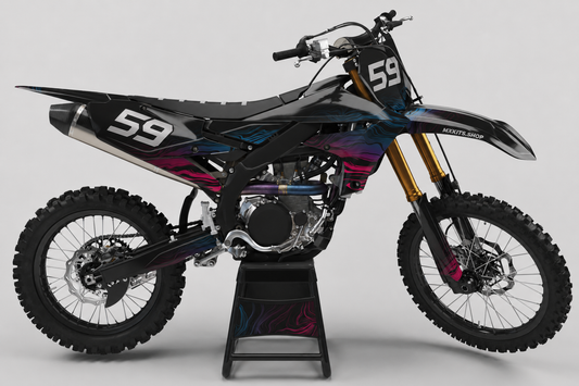 Yamaha Neon Topography Motocross-Dekor-Kit in Blau und Neonfarben