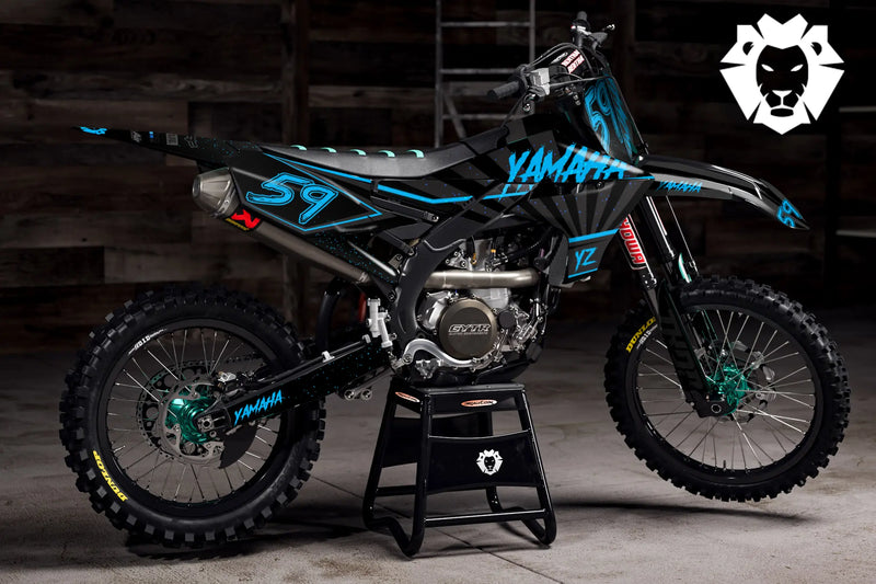 Individuelles Yamaha Motocross-Dekor-Kit an einem Motorrad