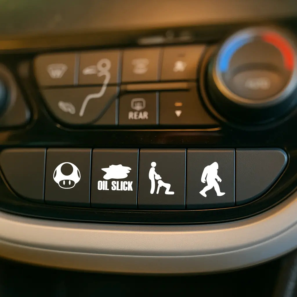 Car Button Decal Stickers – 25 Funny Dashboard Labels (Eject, Panic, T ...
