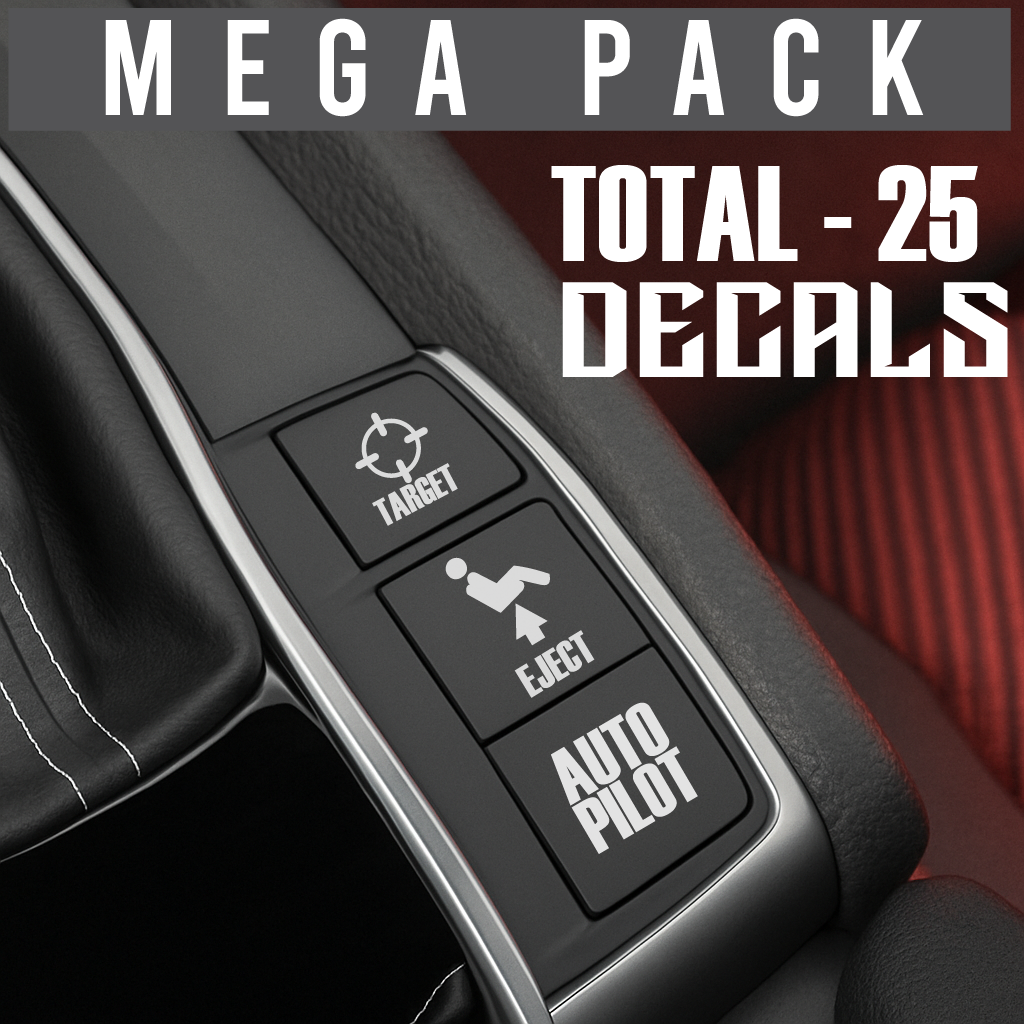 Blank Car Button Decals – Funny Eject & Custom Dashboard Stickers (25-Pack)