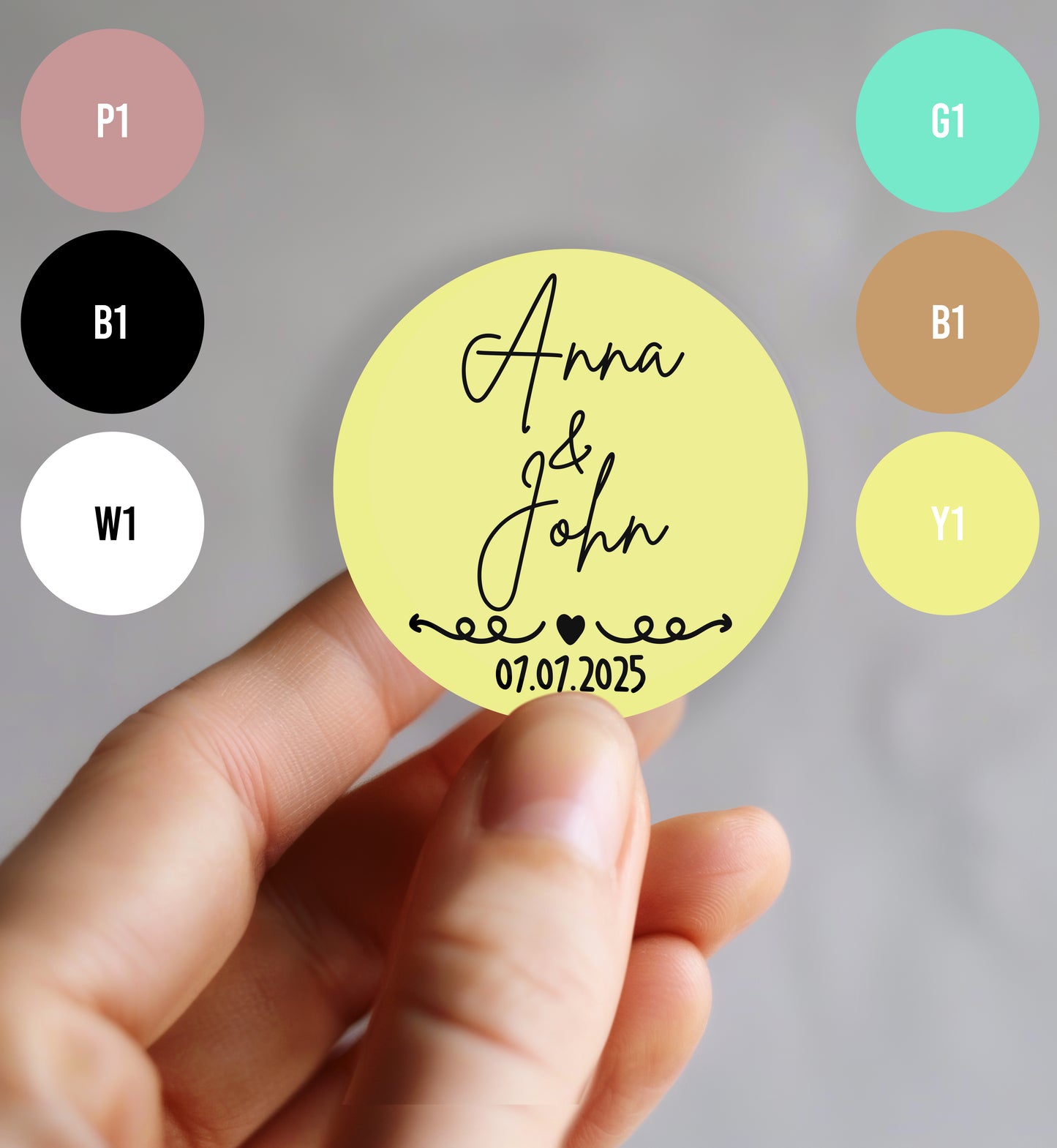 Round Wedding Stickers for Presents – Personalized Names & Date (35mm, 30-Pack)