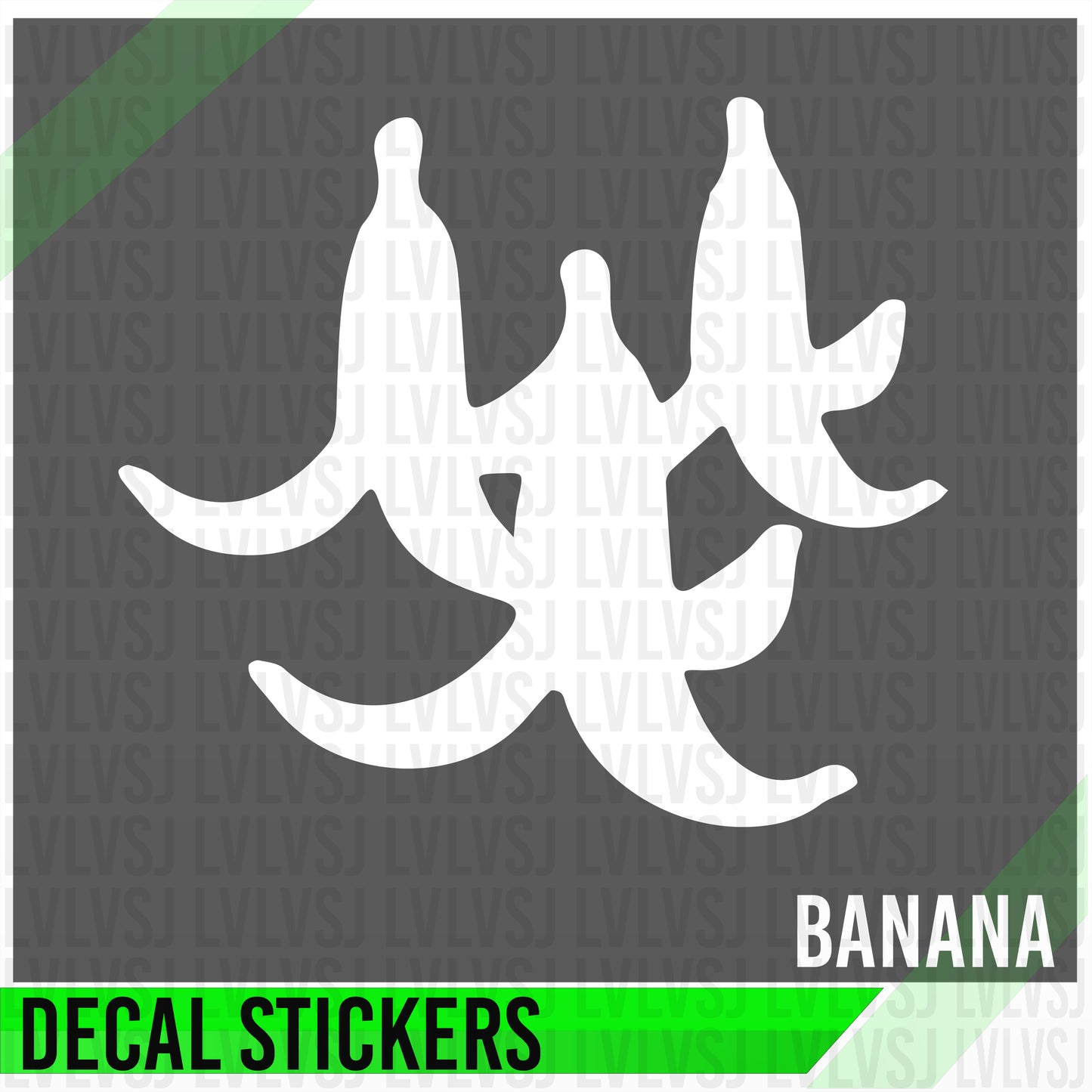 Banana peel icon car button decal – playful dashboard sticker for blank switches – black/white die-cut vinyl, 6-pack.