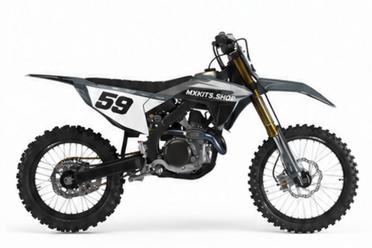 Honda CRF Motocross-Dekor-Kit in Schwarz, Rot in Seitenansicht mit personalisierter Startnummer