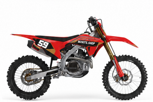 Honda CRF Motocross-Dekor-Kit in Rot, Kupfer und Schwarz mit personalisierter Startnummer