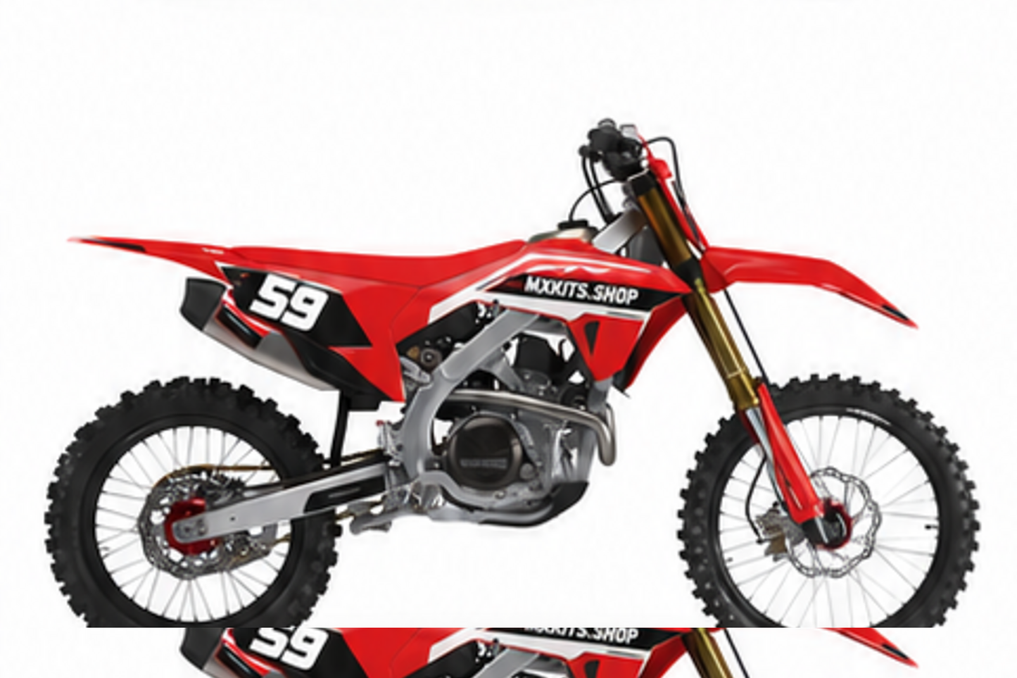 Scarlet red and black Honda CRF personalized motocross decal kit