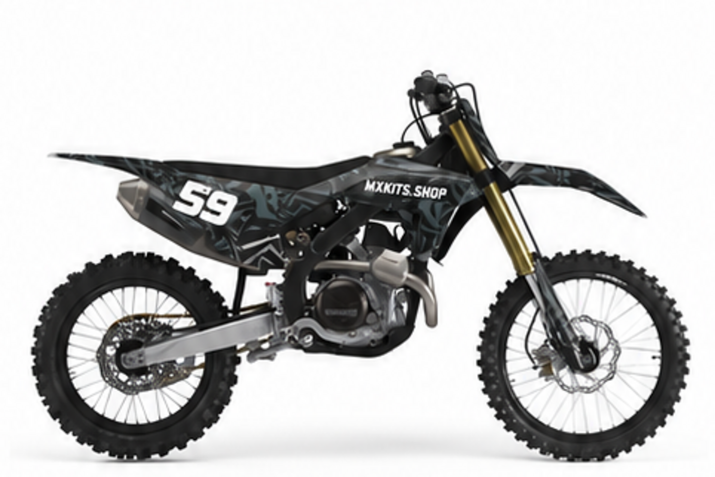 Black dark grey Honda CRF camouflage style custom motocross graphics kit