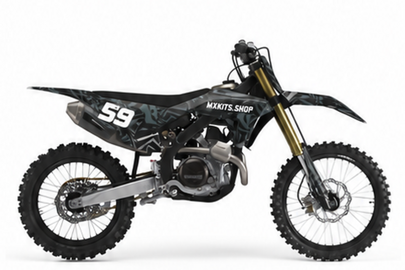 Black dark grey Honda CRF camouflage style custom motocross graphics kit