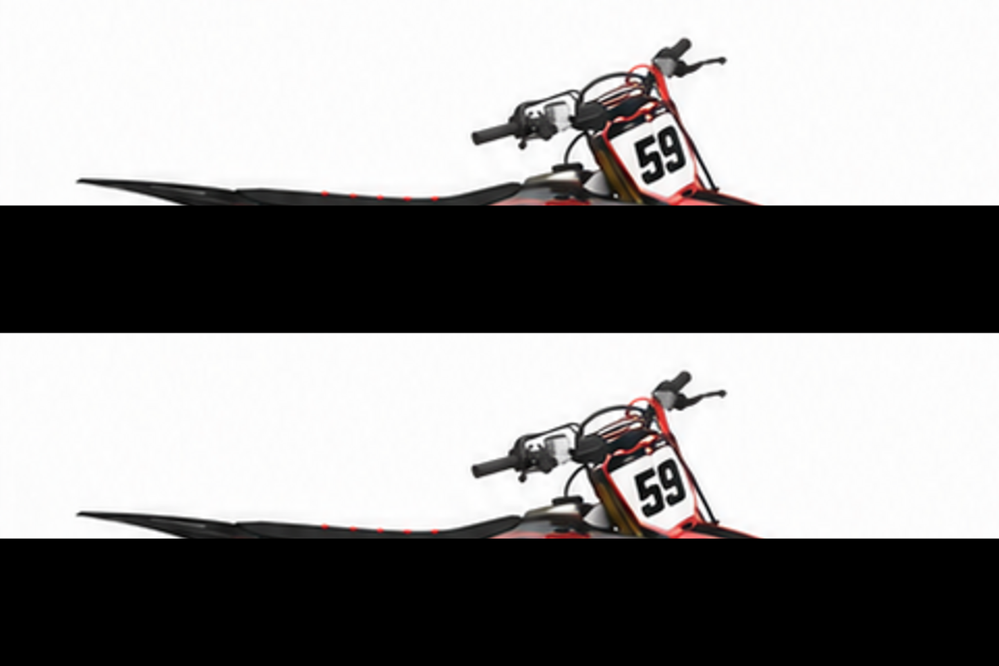 Black Charcoal Honda CRF custom motocross graphics kit in side view with personalized race number
