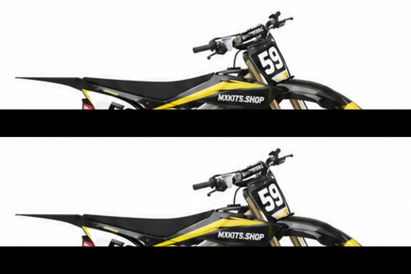 Red Black Honda CRF custom motocross graphics kit in side view with personalized race number